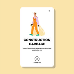 trash construction garbage vector. web flat, trash rubbish, pile industry trash construction garbage web flat cartoon illustration