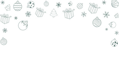 merry christmas and happy new year background greeting. winter party design made of beautiful snowflakes in modern line art style.