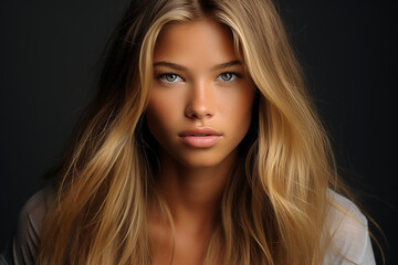 Naklejka premium portrait of a beautiful young woman with long hair