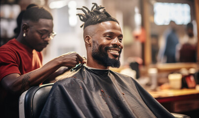 Obraz premium Local Barbershop: Where Black Customers Get Their Best Cuts