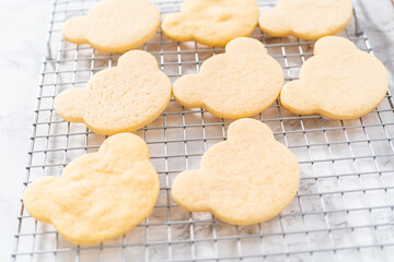 Panda shaped shortbread cookies with chocolate icing