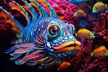 Fototapeta na wymiar vibrant sea creatures. Generative AI