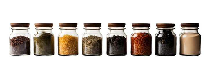 Isolated reusable spice jars on white background - obrazy, fototapety, plakaty
