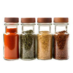 Isolated reusable spice jars on white background