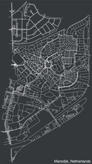 Detailed hand-drawn navigational urban street roads map of the Dutch city of MARSDIJK, NETHERLANDS with solid road lines and name tag on vintage background