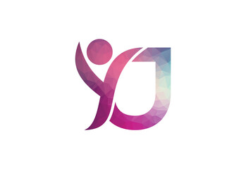 Fototapeta premium Abstract Initial Letter J Connecting People Logo.