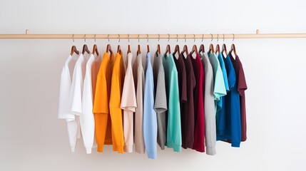 A white background is used to display a collection of summer clothes.