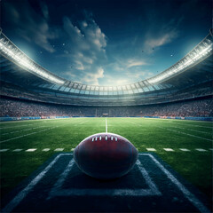 Illustration of American or gridiron football field and ball background - obrazy, fototapety, plakaty