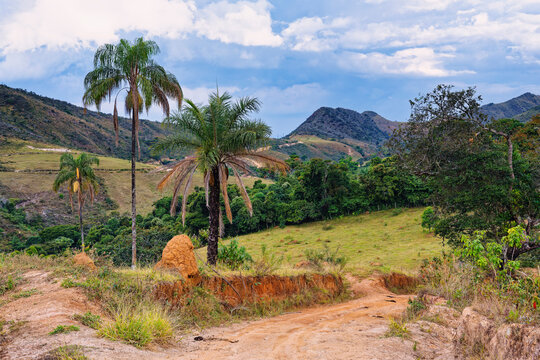 Red soil road, Serra da Canastra landscape, Minas Gerais state, Brazil