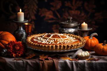 Halloween Delight: Festive Pumpkin Pie Presentation