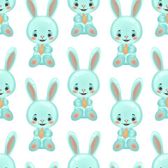 seamless pattern of hares with carrot