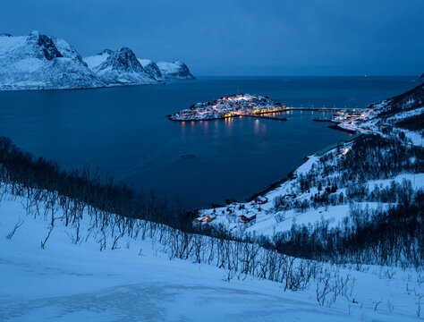 Husoy at dusk, Senja, Troms og Finnmark, Norway