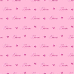 The simple seamless pink vector pattern for the Valentine's Day with hearts