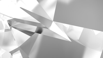Abstract grey background with triangles. Background with lines. Glass background. Refraction of light. Crystal background