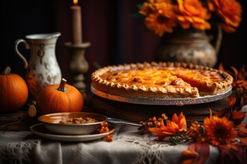 Halloween Delight: Festive Pumpkin Pie Presentation