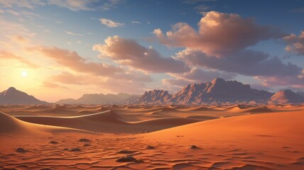 sunset over the desert. Generative AI