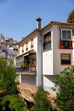 Street with white houses in Setenil de las Bodegas, Pueblos Blancos region, Andalusia, Spain
