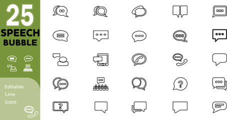 Creative speech bubble outline icon pack.