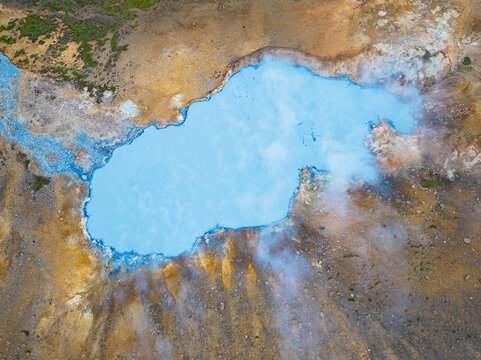 Aerial abstract view of the geothermal area near to Icleandic southern coast, Iceland