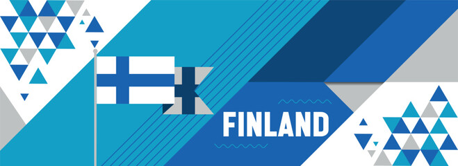  Flag of Finland national or Independence day design for country celebration. Modern retro design with abstract geometric icons. Vector illustration.