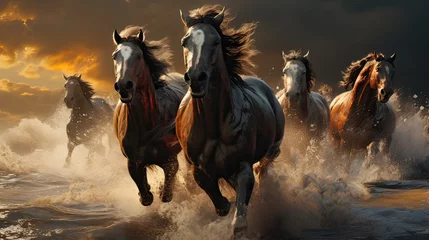 Foto op Plexiglas Silver Camargue Horses running in the water © Ali