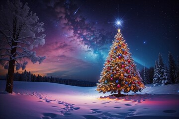 Naklejka premium christmas tree in the night