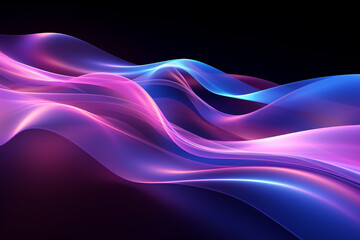 Fototapeta premium Creative abstract background with graceful blue and purple wavy shapes, evoking a sense of fluidity, mystique, and artistic intrigue. Ai generated