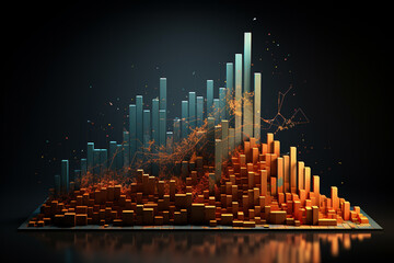 Vibrant and abstract graph that ingeniously conveys the exhilaration of success and growth. Ai generated