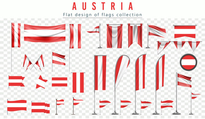 Fototapeta premium AUSTRIA flags set, flat design of flags Collection