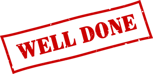 Well done square grunge rubber stamp