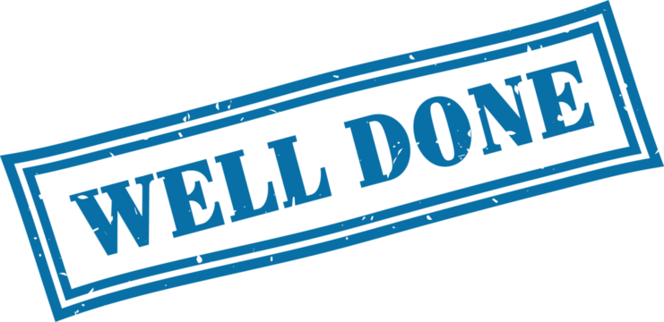 Well done square grunge rubber stamp