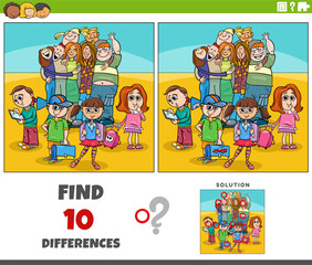 differences activity with funny cartoon pupils and students