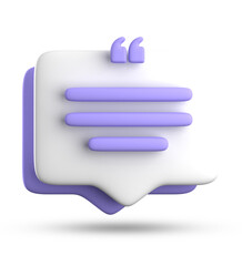 3d rendering of blank speech bubble for testimonial, 3D pastel icon set.