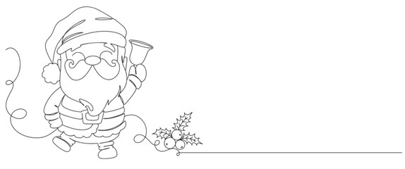 Santa claus in line art drawing style. Santa Claus minimalist black linear design isolated on white background. Vector illustration