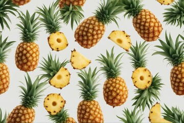 Fototapeta premium Exotic Sweetness: Ripe Pineapple Fruits Isolated on a Neutral Background