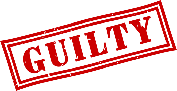 Guilty square grunge rubber stamp