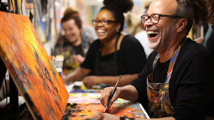 Art for all: Volunteers host an inclusive art class, ensuring that people of all abilities can express themselves through creativity