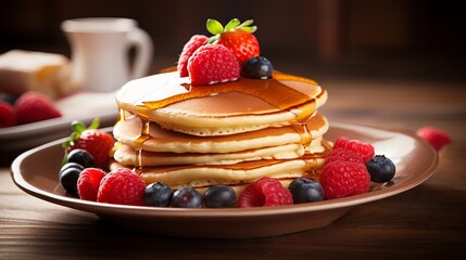 Breakfast for children includes pancakes with bears and owls that are both funny and cute.