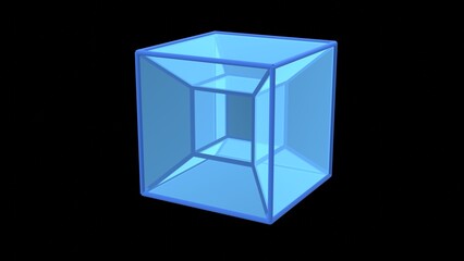 fourth dimension tesseract 3d animation, hypercube mathematics hyperplanes motion graphics geometric hologram
