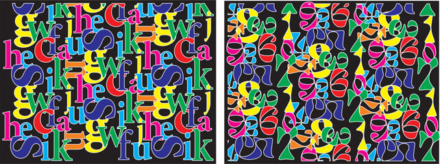 pattern with colorful numbers and letters