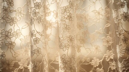 white flower pattern silk blind