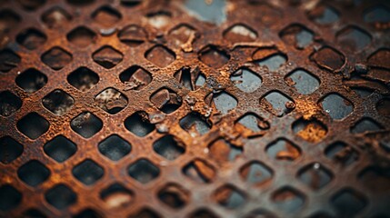a close up of a rust metal pattern - obrazy, fototapety, plakaty