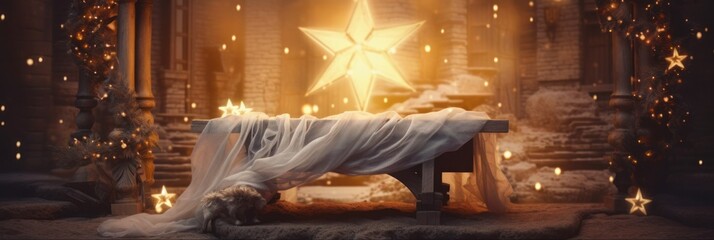 Radiant Star over Christmas Manger - Symbol of Birth and Astrological Significance