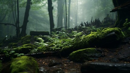 mossy rocks in a forest