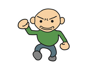 こぶしを振りあげて威嚇する男のイラスト