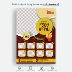 Restaurant Food menu design, fast food menu card, food menu poster, restaurant flyer, food price menu eidtable template and pizza, burger menu print template