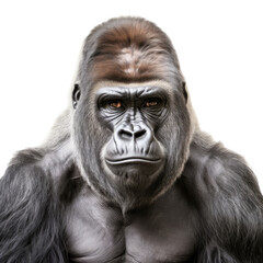 Obraz premium a portrait of a Gorilla in an isolated and transparent PNG in a Wildlife-themed, photorealistic illustration. Generative ai