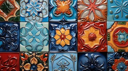 a group of colorful tiles