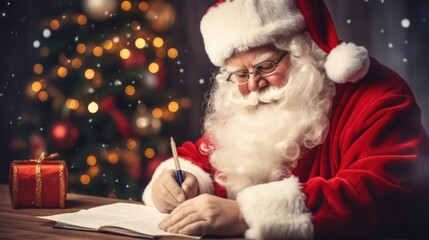 A santa clause writing a letter to santa claus - obrazy, fototapety, plakaty