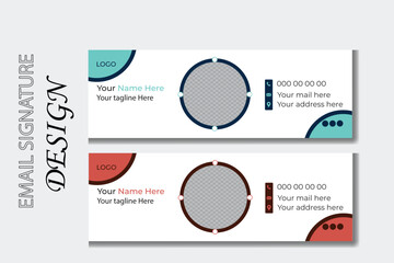 Colorful Email Signatures Template Vector Design. Business email signature with an author photo place.